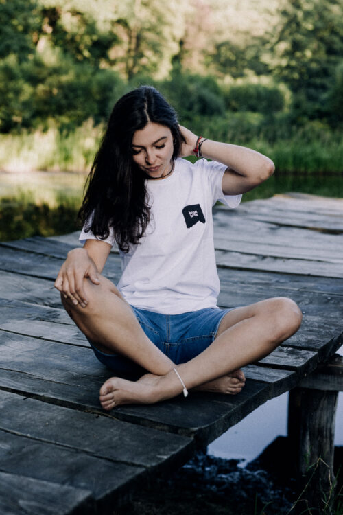 Logo t-shirt unisex- biała